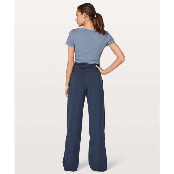Lululemon Take It Easy Wide Legged Heathered Mod Blue Lounge Pants - Picture 3 of 12